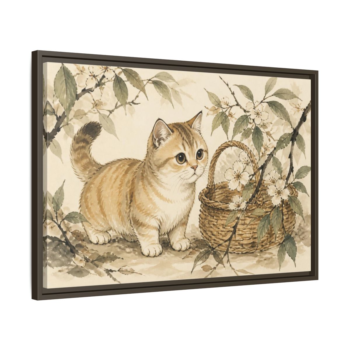 Side Mockup 11. Caramel Pet Kitten shown as framed canvas print