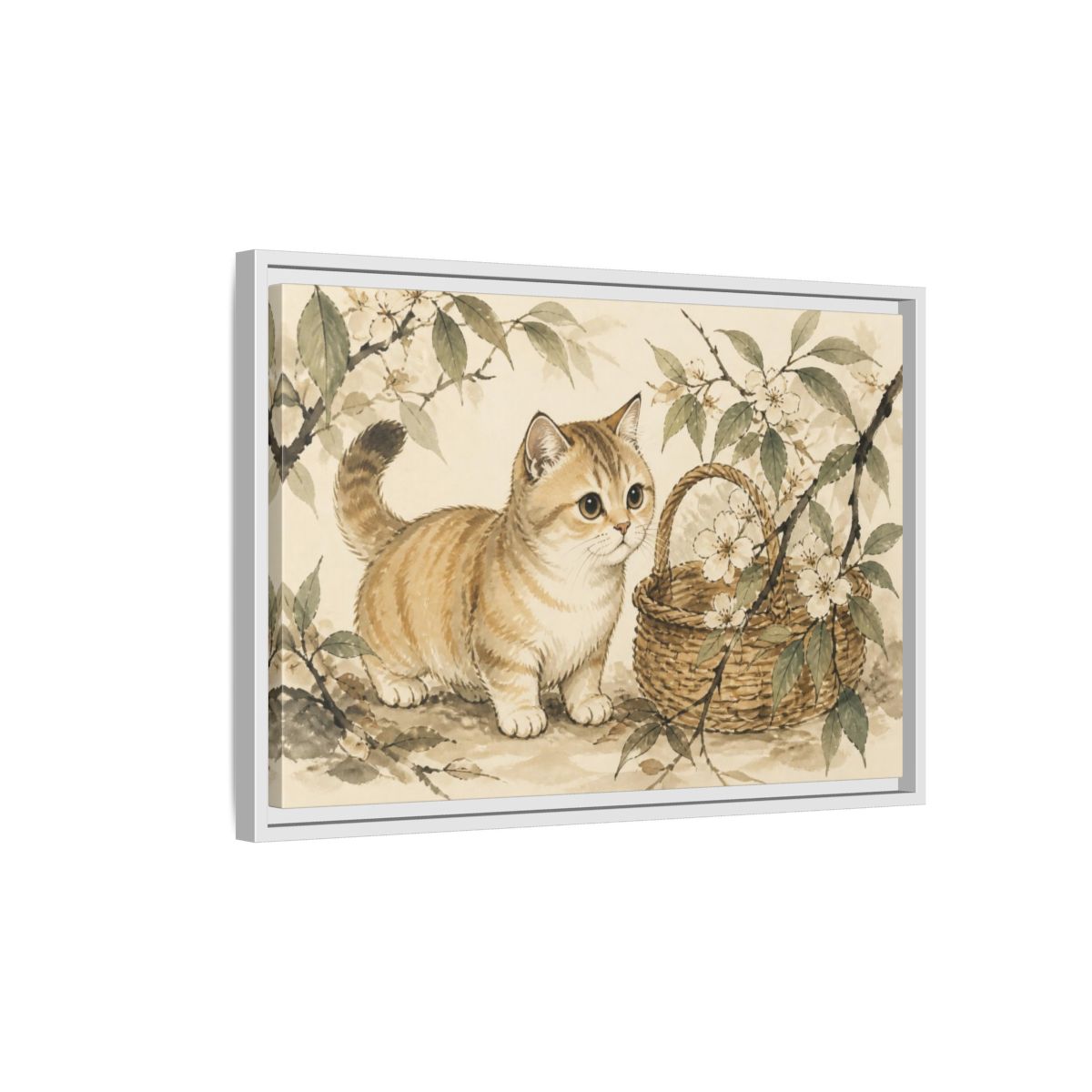 Side Mockup 1. Caramel Pet Kitten shown as framed canvas print