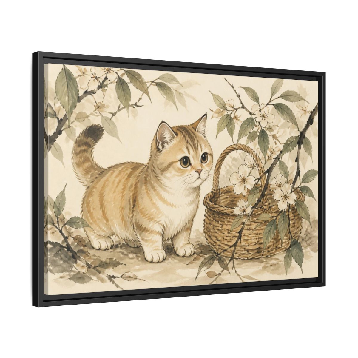 Side Mockup 14. Caramel Pet Kitten shown as framed canvas print