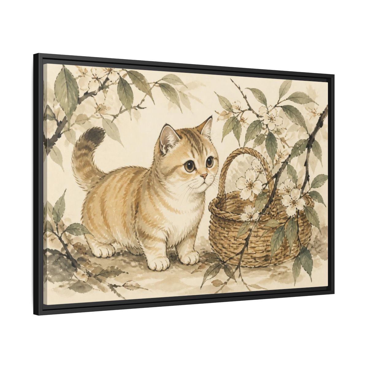 Side Mockup 13. Caramel Pet Kitten shown as framed canvas print