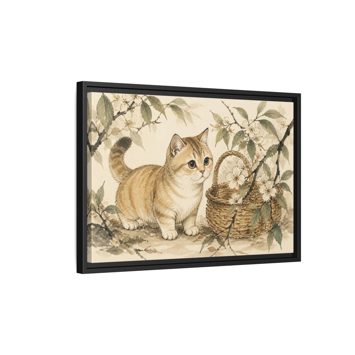Side Mockup 3. Caramel Pet Kitten shown as framed canvas print