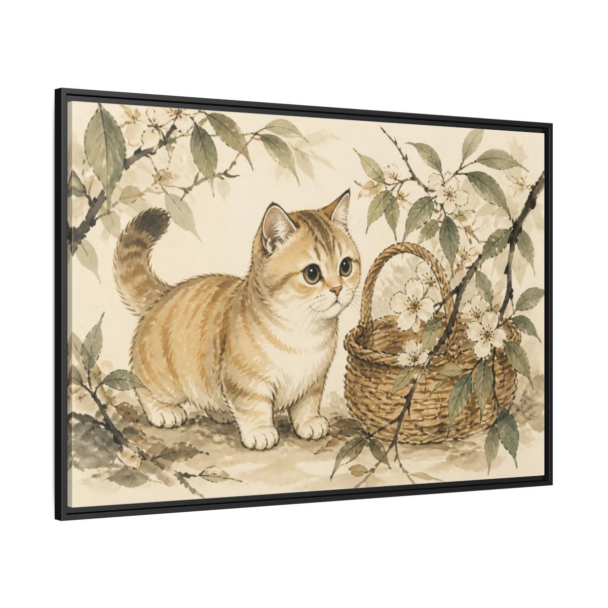 Side Mockup 12. Caramel Pet Kitten shown as framed canvas print