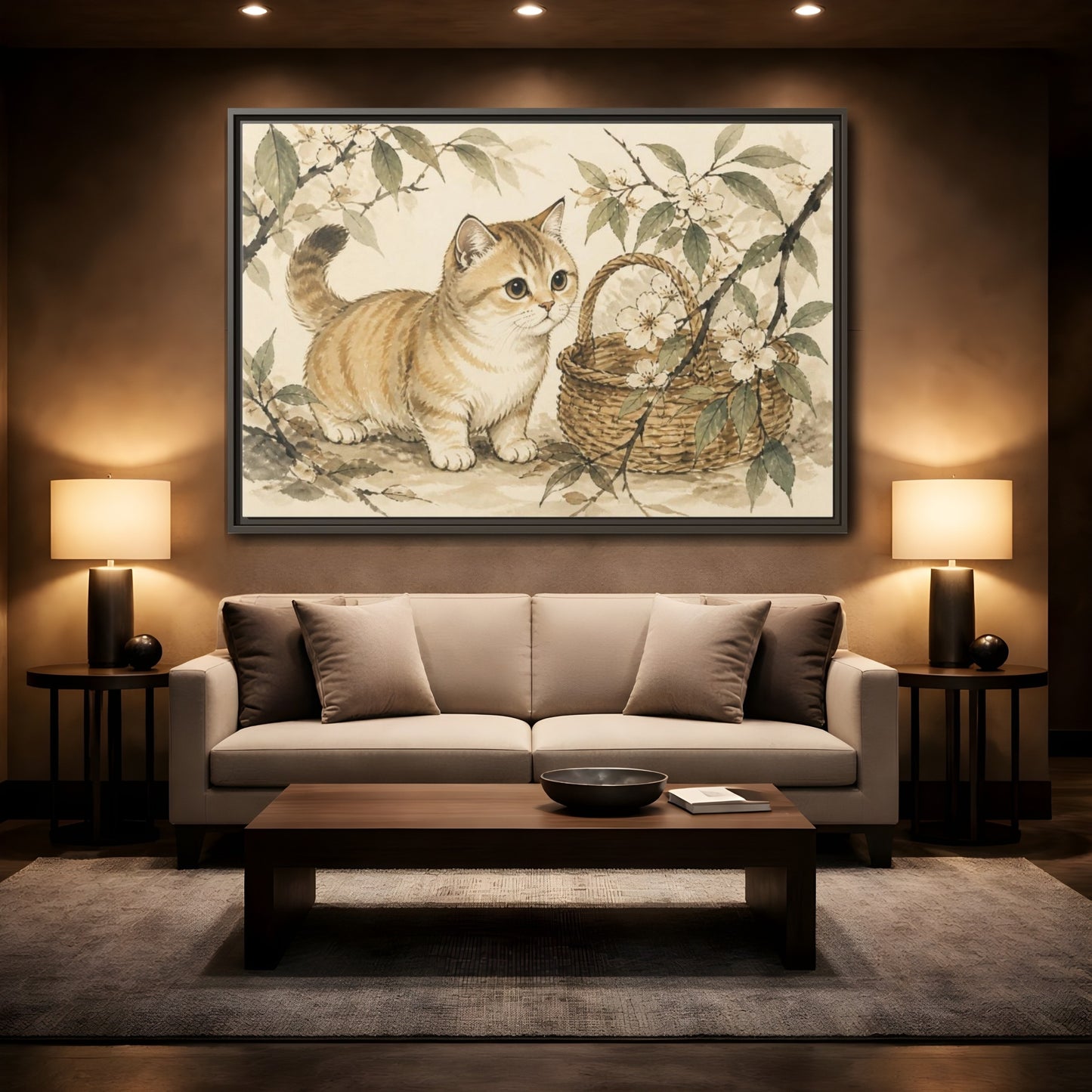 Mockup 2. Caramel Pet Kitten shown as framed canvas print