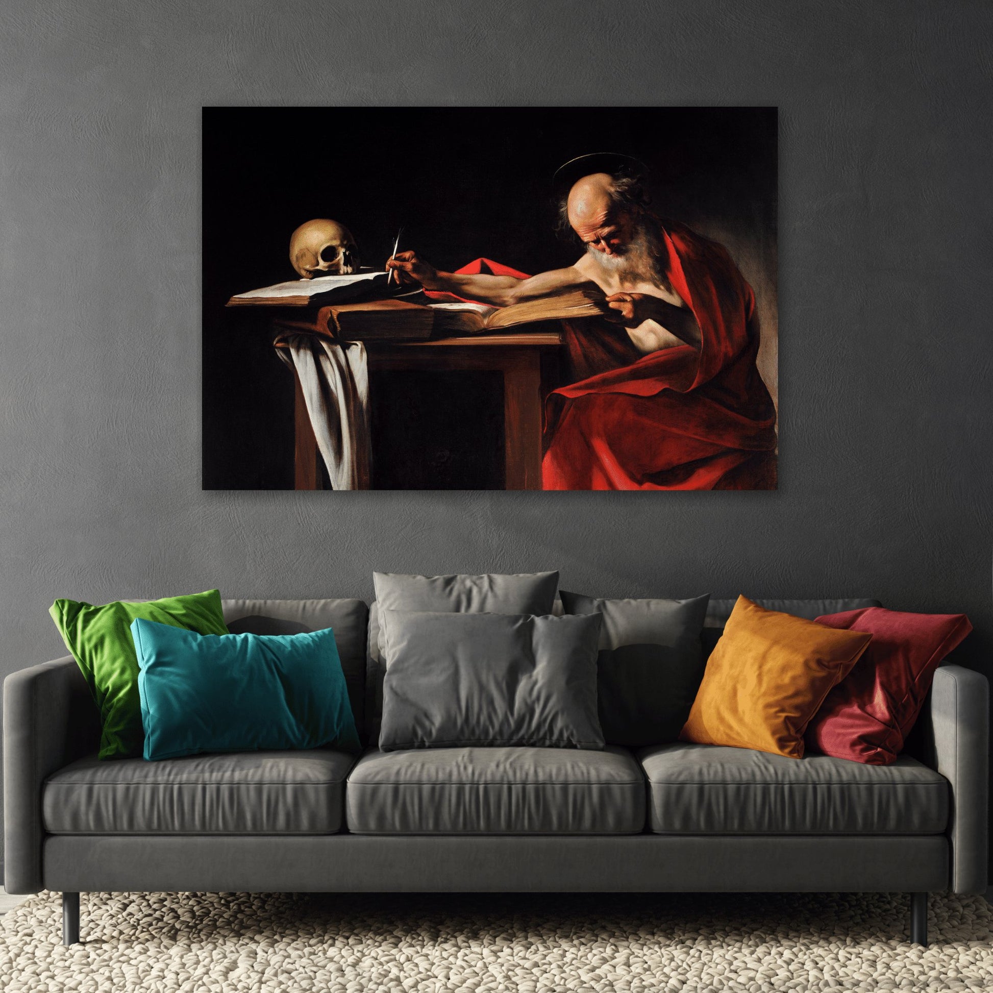 Caravaggio Saint Jerome Writing - Canvas Wall Art Print Reproduction