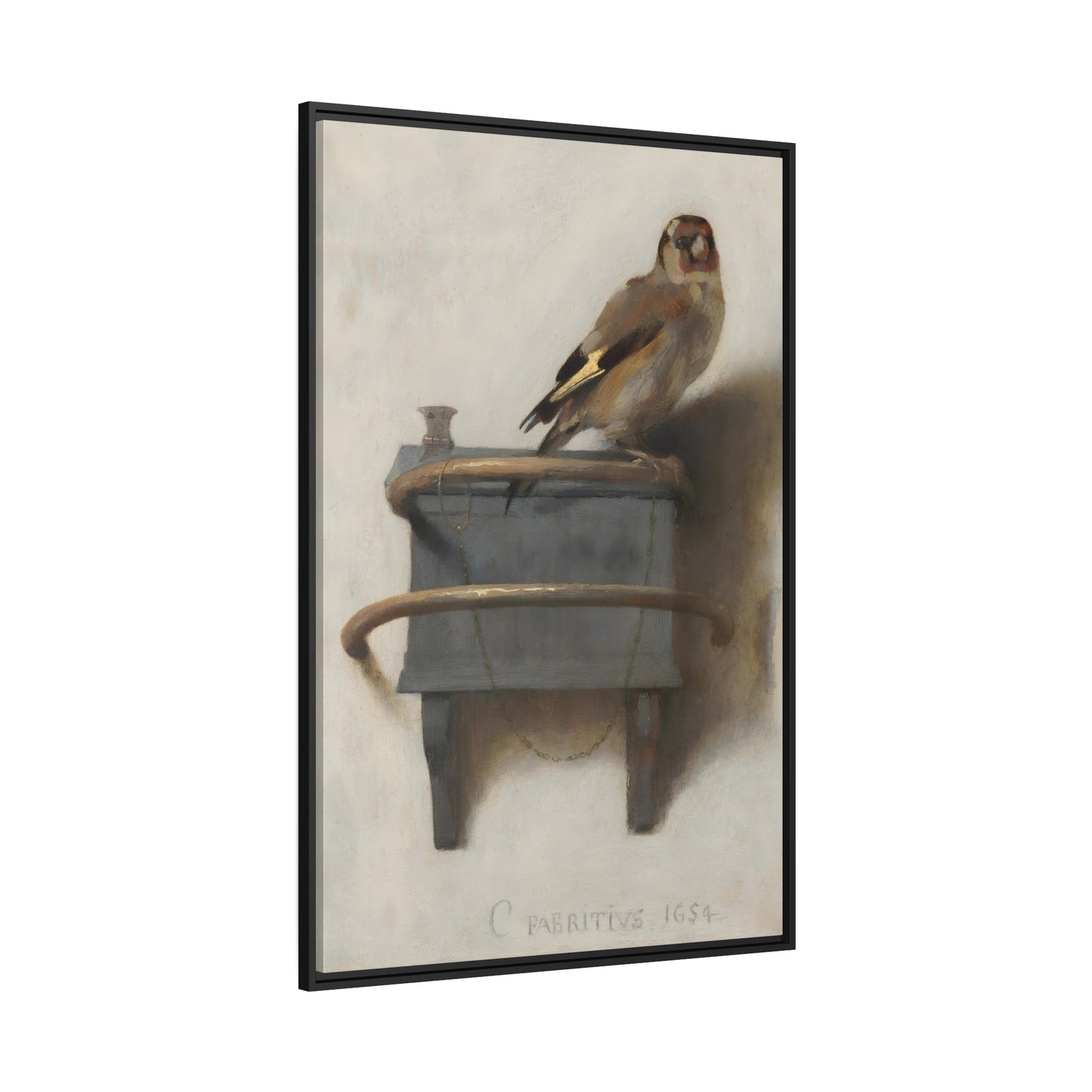 Carel Fabritius Goldfinch - Framed Canvas Print Wall Art Reproduction