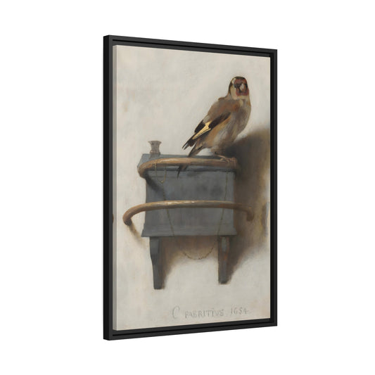 Carel Fabritius Goldfinch - Framed Canvas Print Wall Art Reproduction