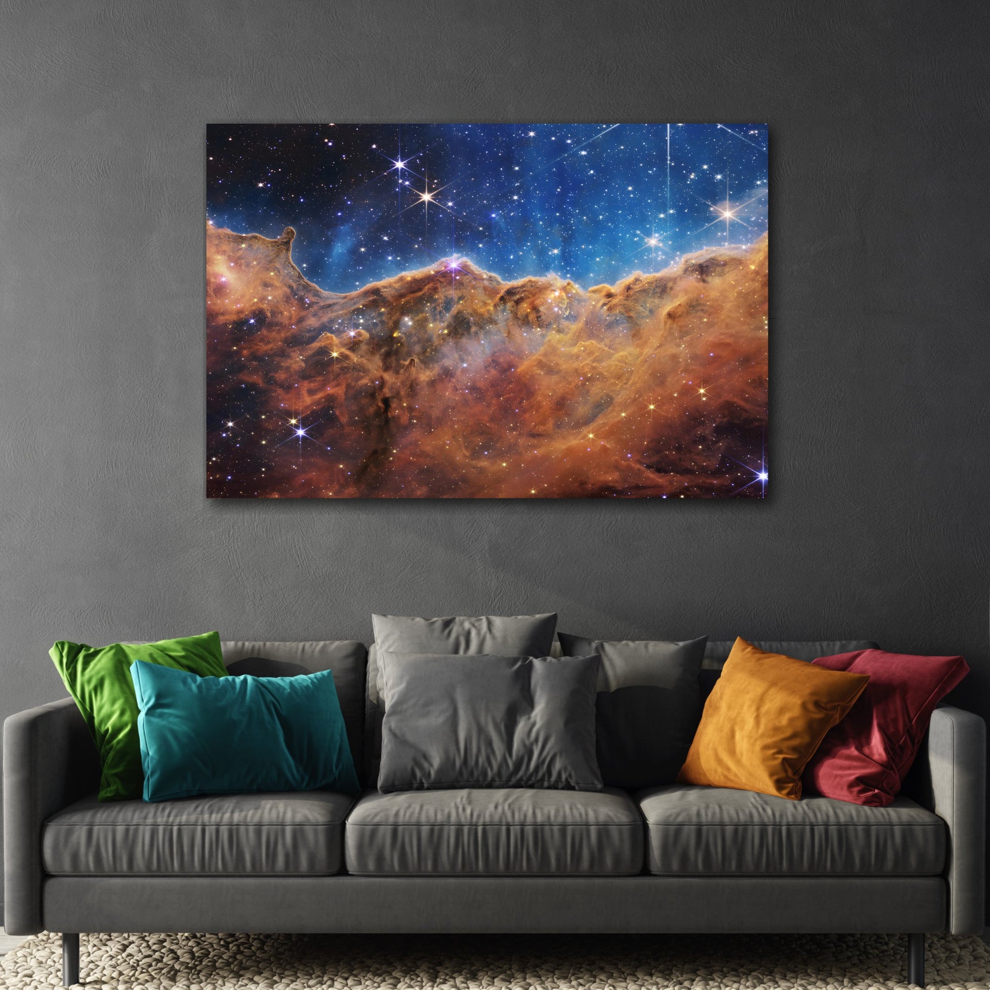 Carina Nebula NASA Deep Field James Webb Space Telescope - Cosmic Cliffs Canvas Wall Art Print