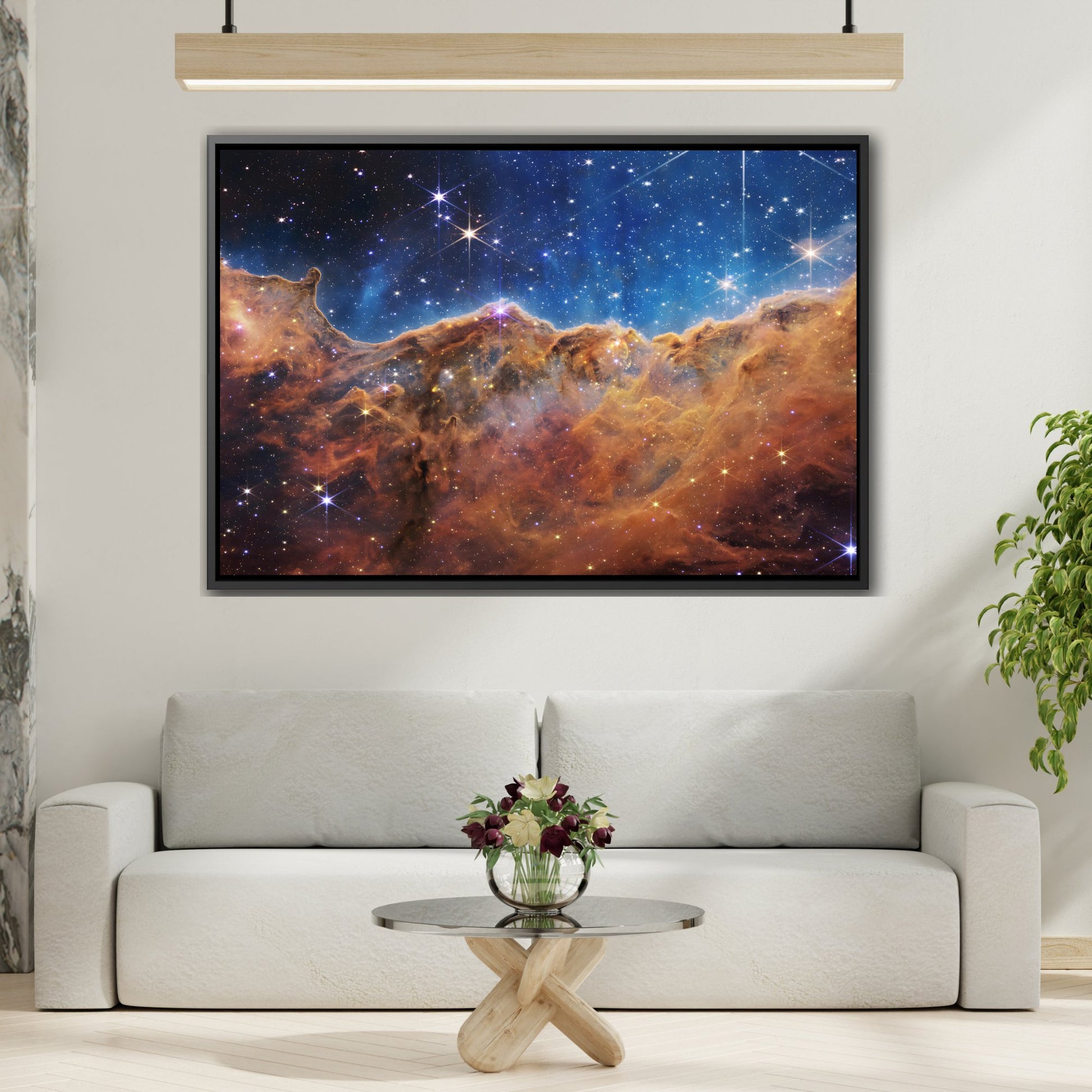 Carina Nebula NASA Deep Field James Webb Space Telescope - Cosmic Cliffs Canvas Wall Art Print in Black Frame