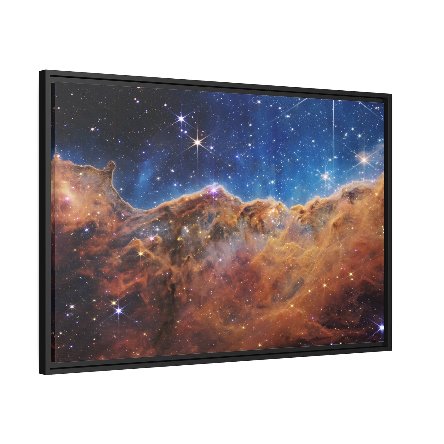 Carina Nebula NASA Deep Field James Webb Space Telescope - Cosmic Cliffs Canvas Wall Art Print in Black Frame