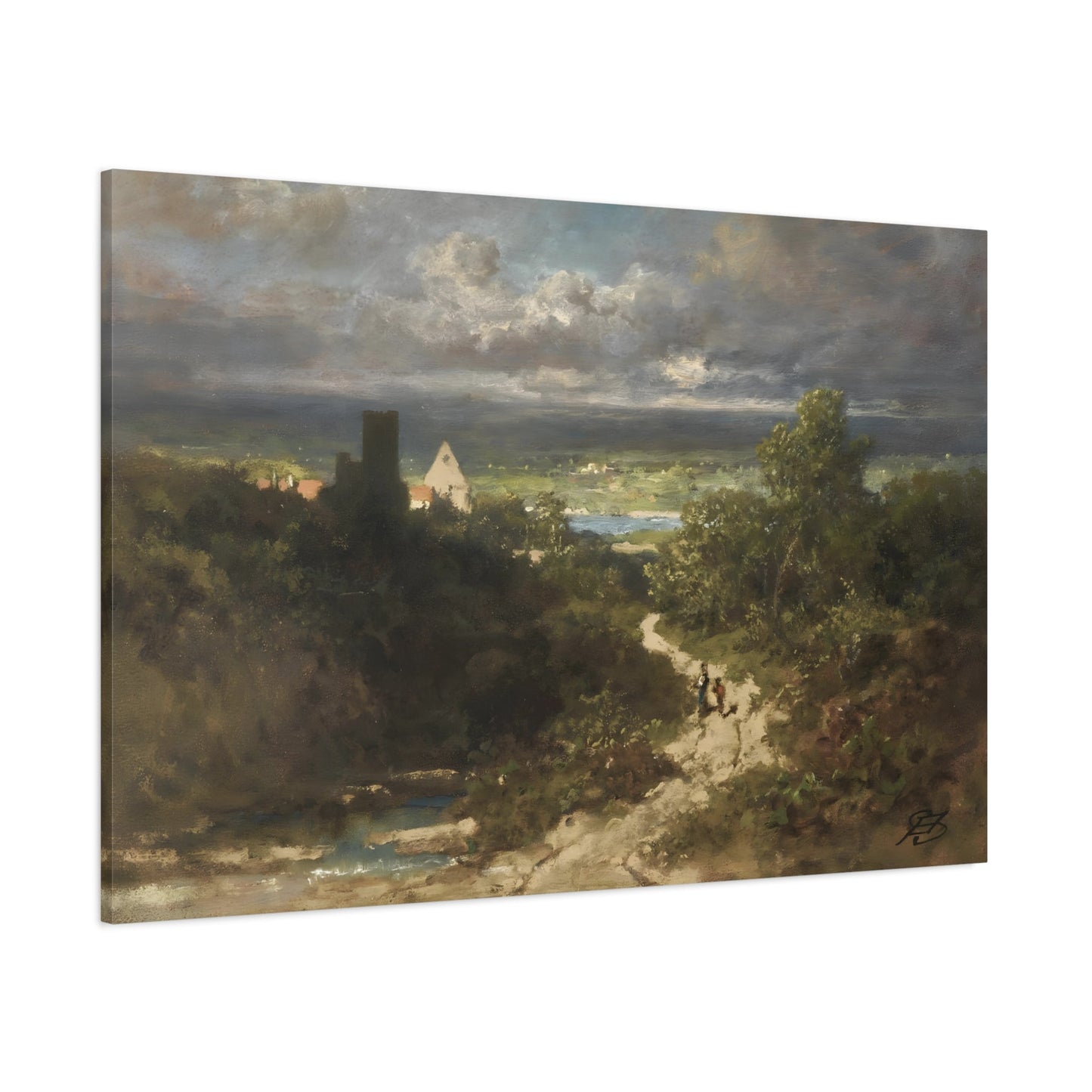 Carl Spitzweg River Landscape - Canvas Art Print