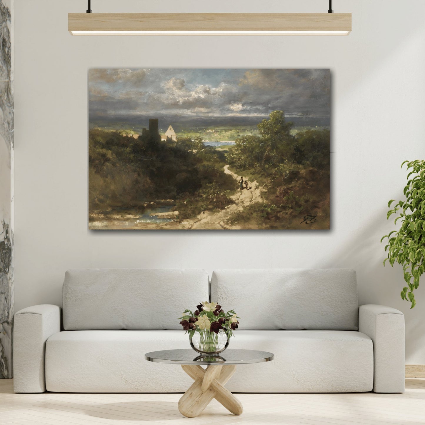 Carl Spitzweg River Landscape - Canvas Art Print