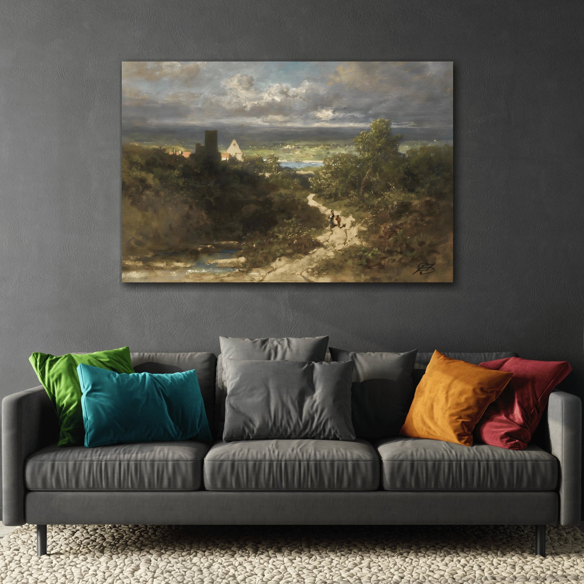 Carl Spitzweg River Landscape - Canvas Art Print