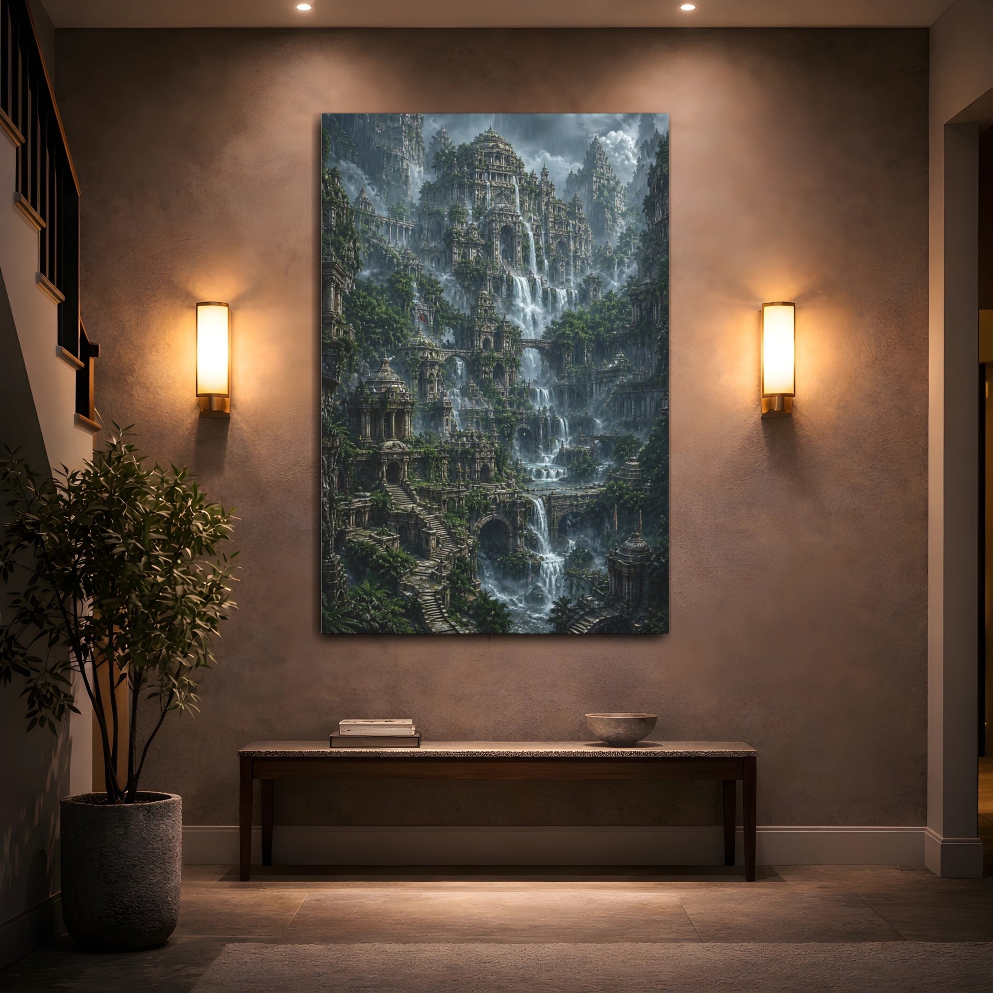 Mockup 2. Cascade Of Temples shown as canvas print
