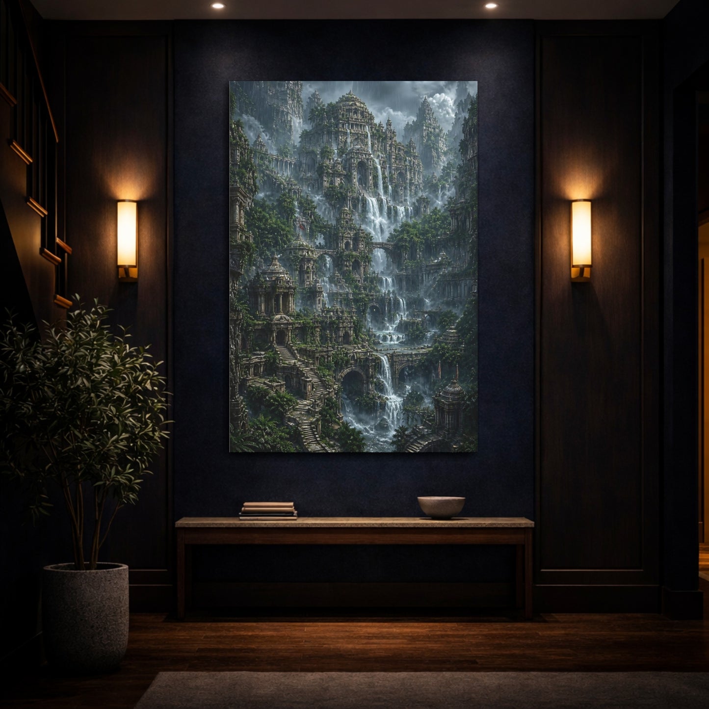 Mockup 4. Cascade Of Temples shown as canvas print