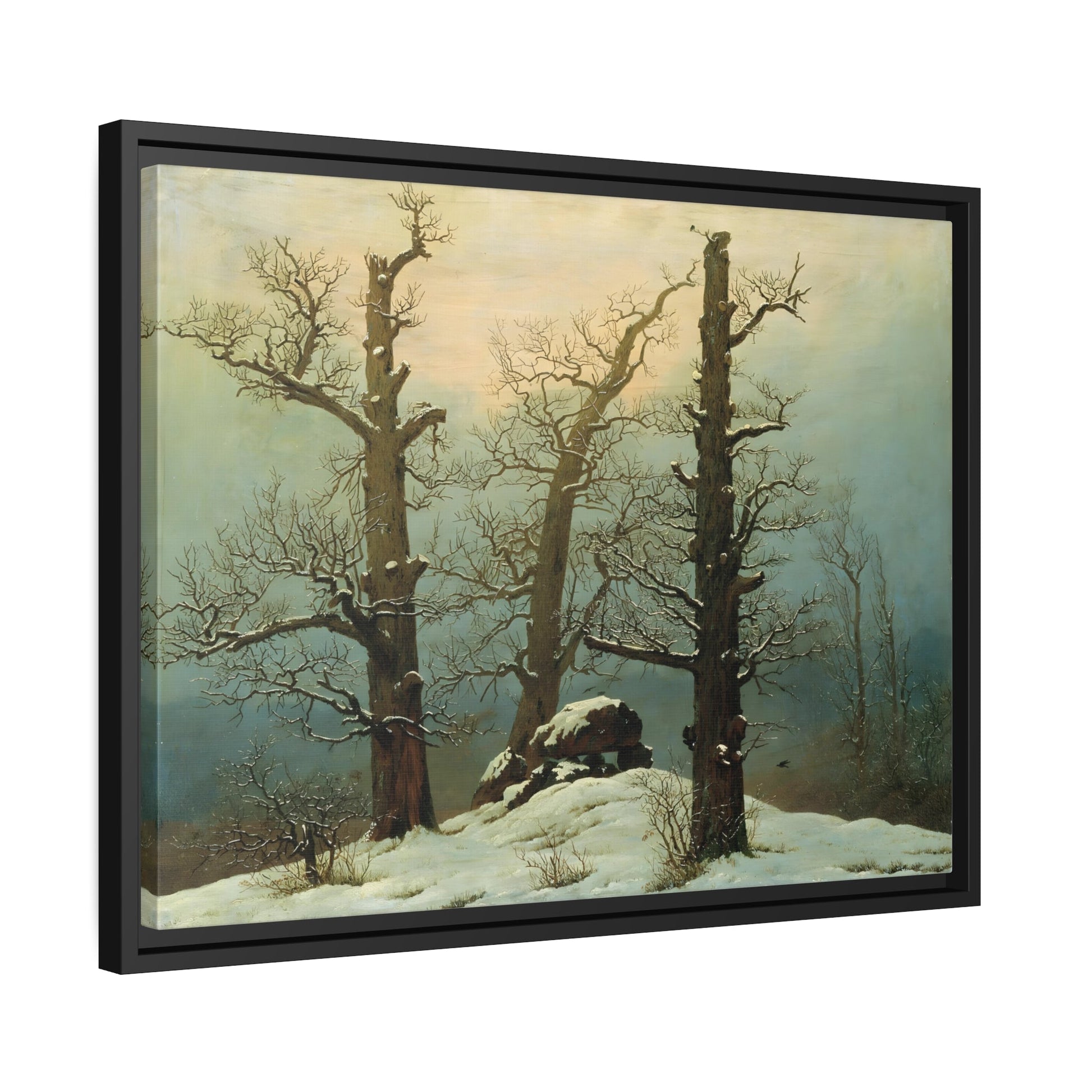 Caspar David Friedrich Cairn Dolmen in the Snow - Framed Canvas Art Reproduction