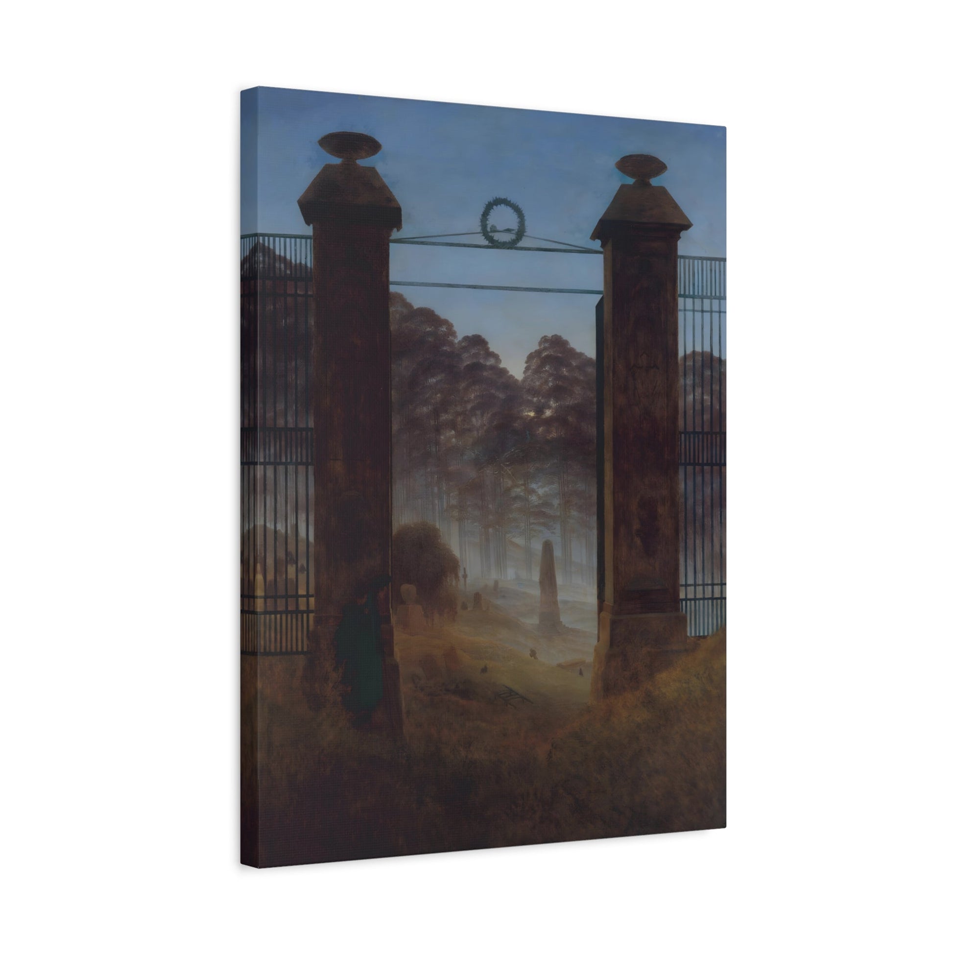 Caspar David Friedrich Cemetery Entrance - Framed Canvas Wall Art Painting Print