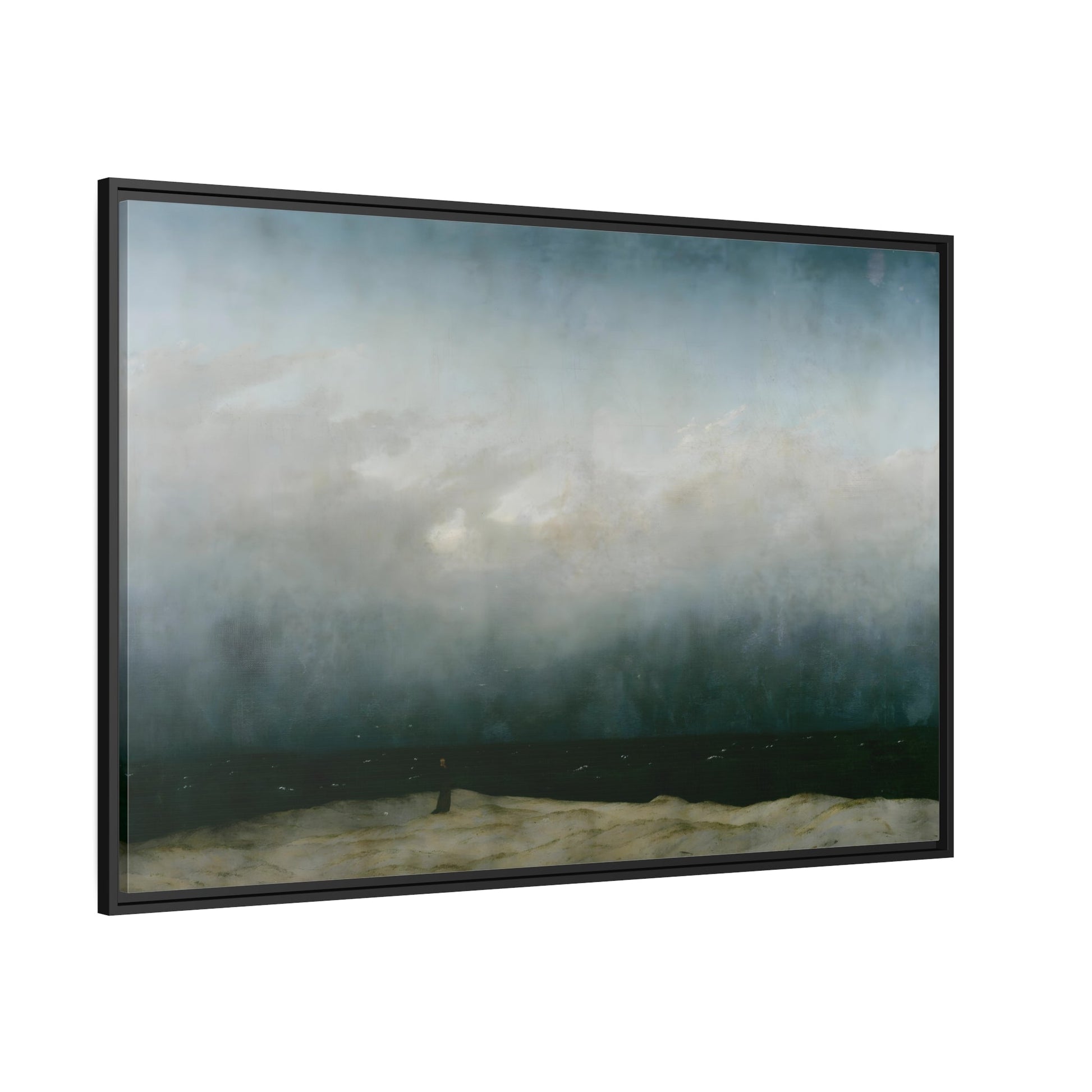 Caspar David Friedrich Monk by the Sea - Framed Canvas Wall Art Print in Black Frame