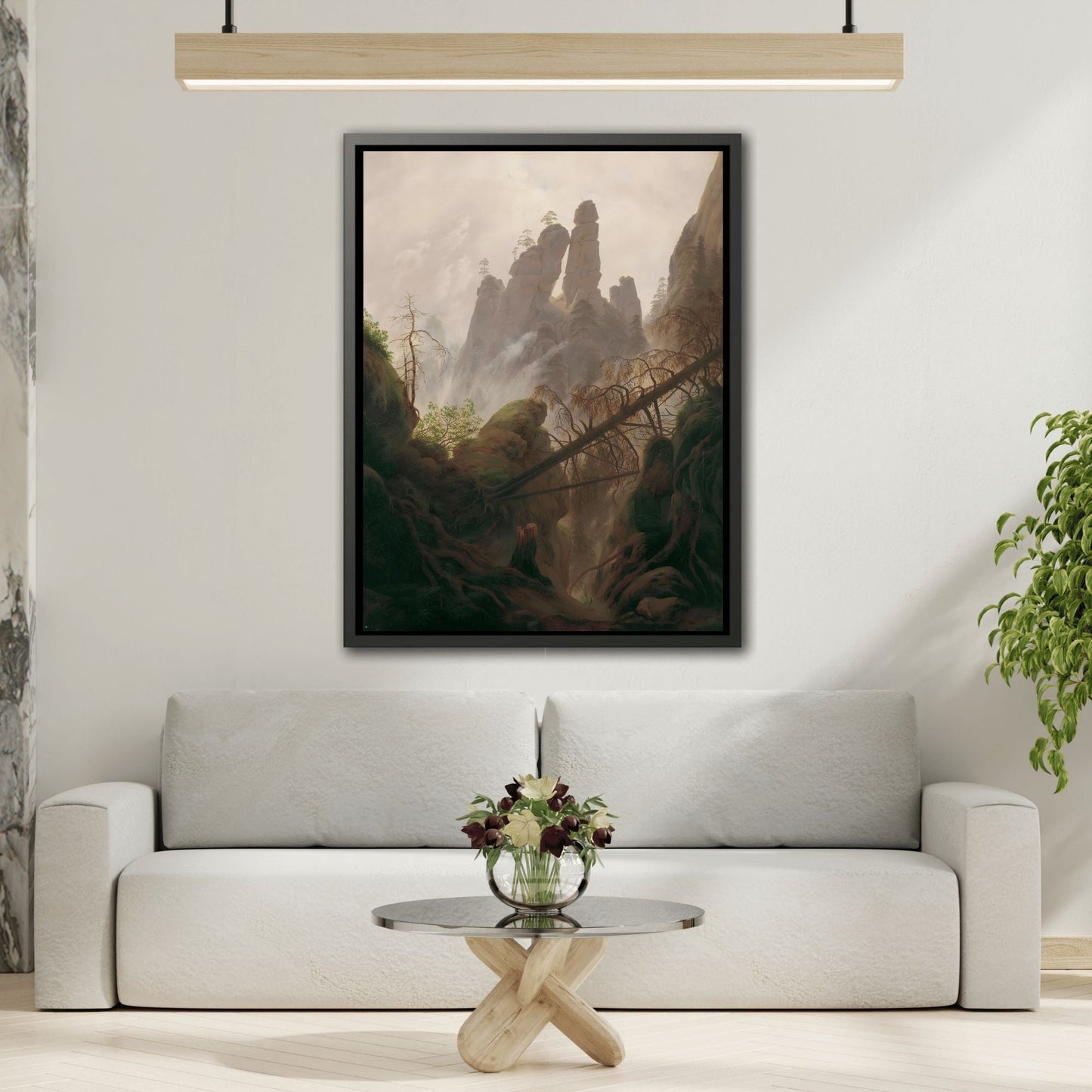 Caspar David Friedrich Rocky Mountains Landscape - Framed Canvas Art Reproduction