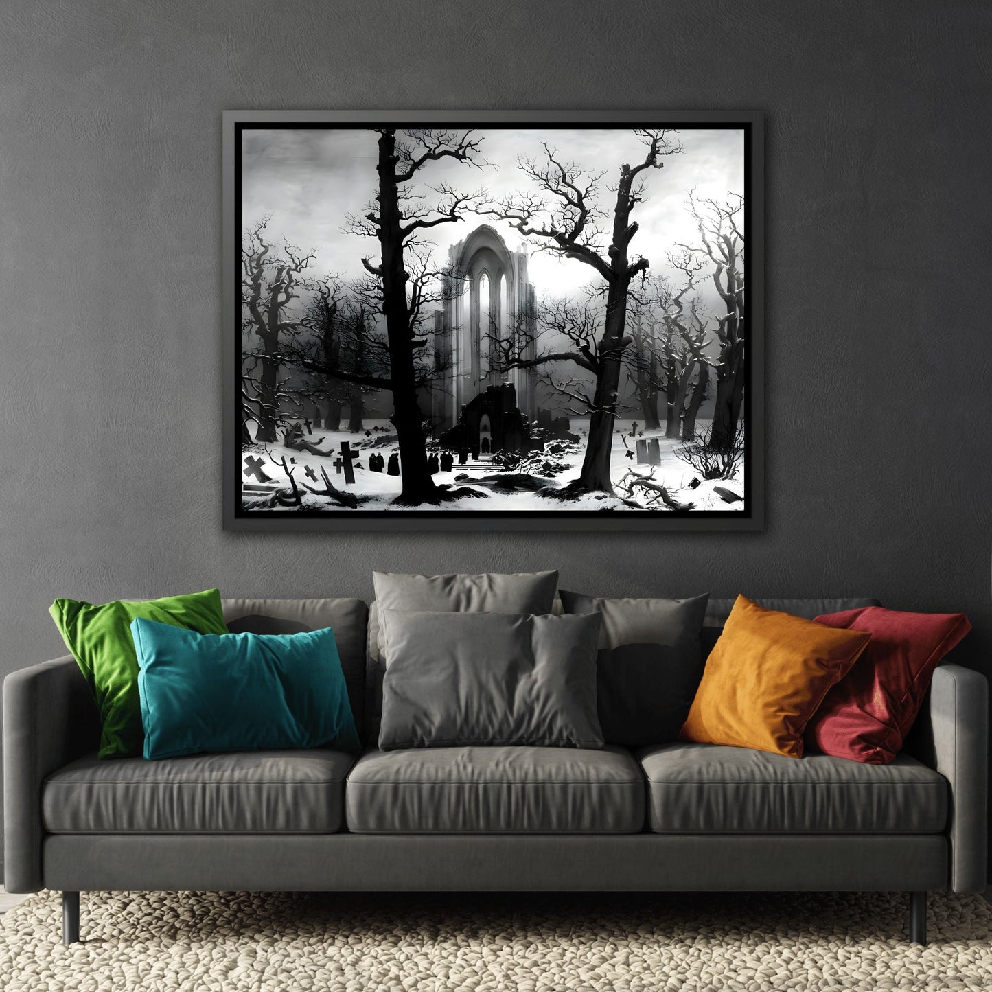 Caspar David Friedrich Ruins of a Monastery in the Snow - Framed Canvas Art Reproduction