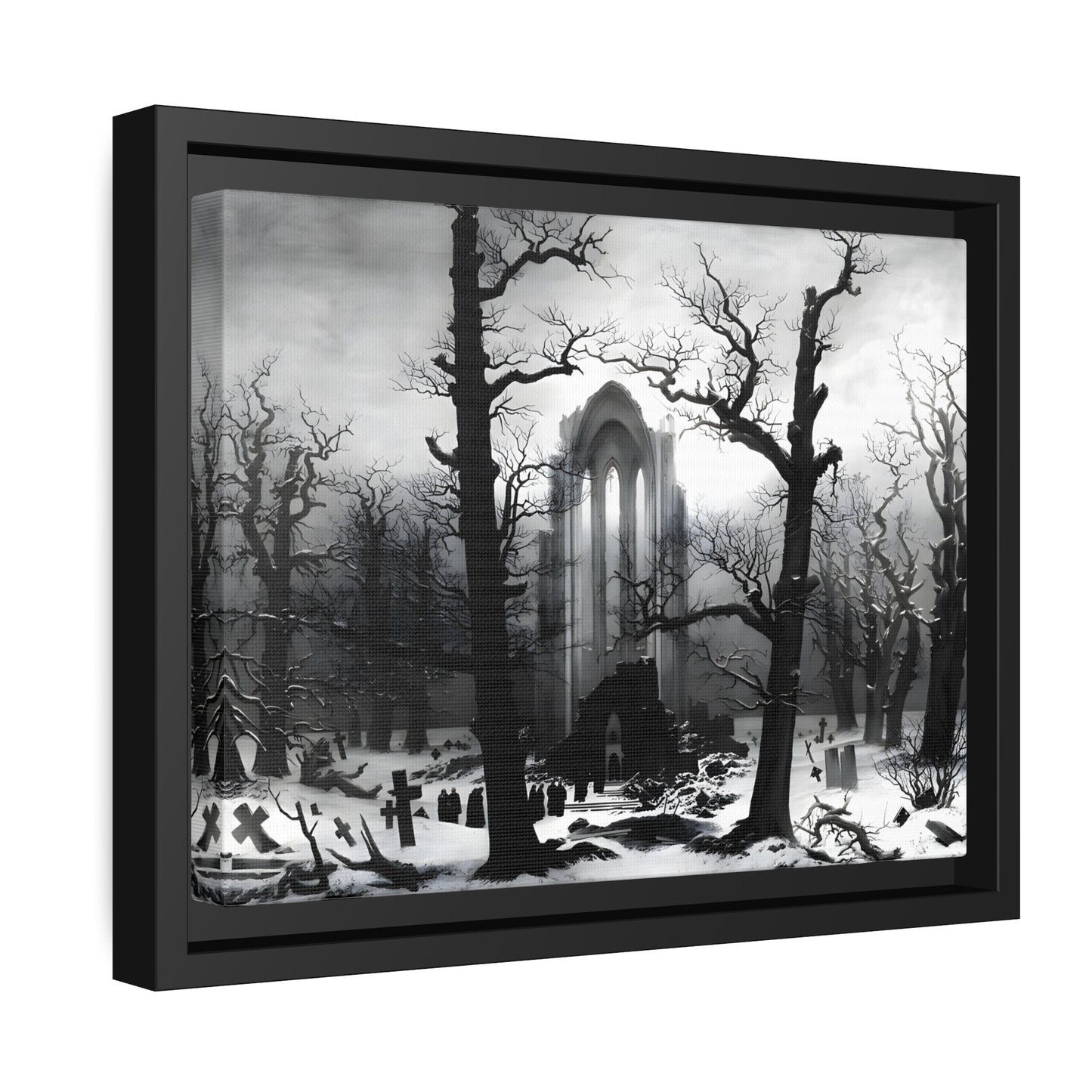 Caspar David Friedrich Ruins of a Monastery in the Snow - Framed Canvas Art Reproduction