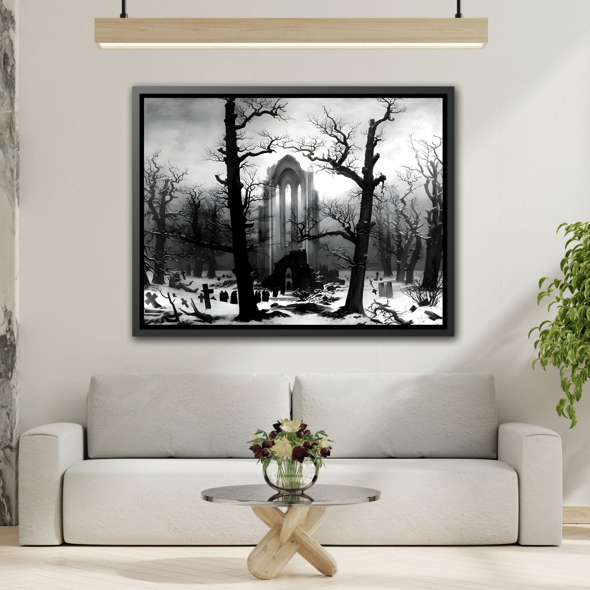 Caspar David Friedrich Ruins of a Monastery in the Snow - Framed Canvas Art Reproduction