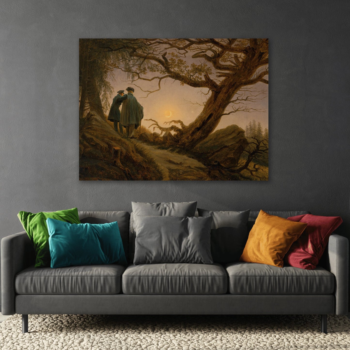 Caspar David Friedrich Two Men Contemplating the Moon - Canvas Wall Art Print