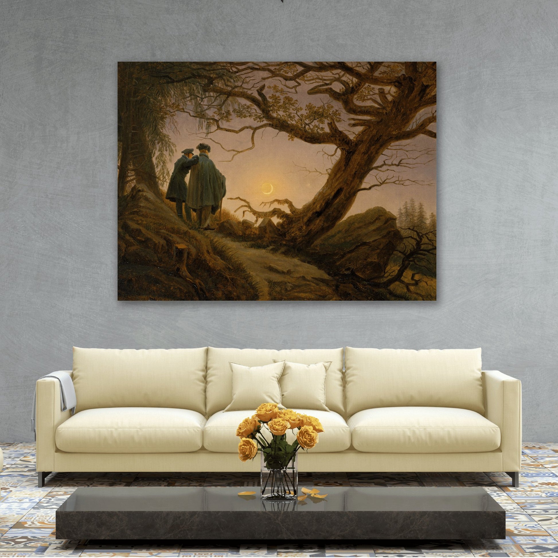 Caspar David Friedrich Two Men Contemplating the Moon - Canvas Wall Art Print