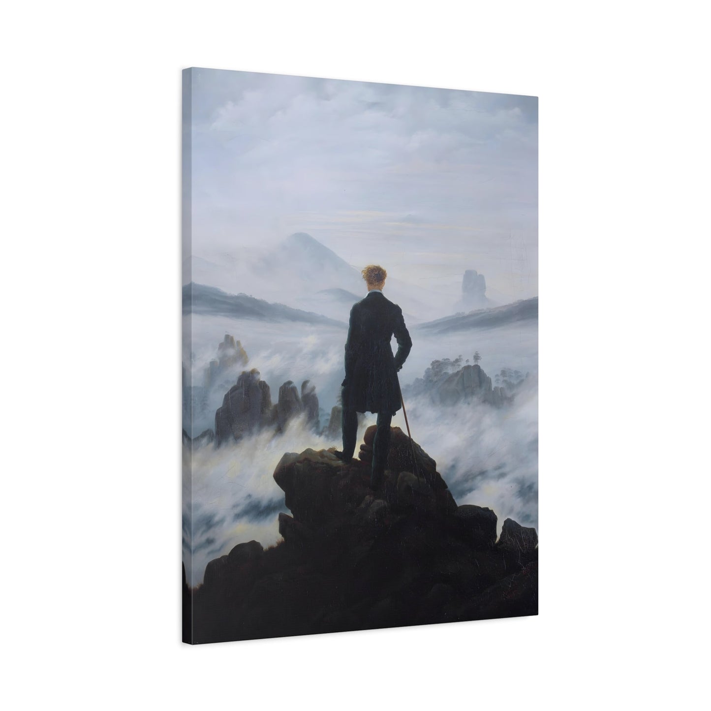 Caspar David Friedrich Wanderer Above the Sea of Fog - Framed Canvas Wall Art Painting Print