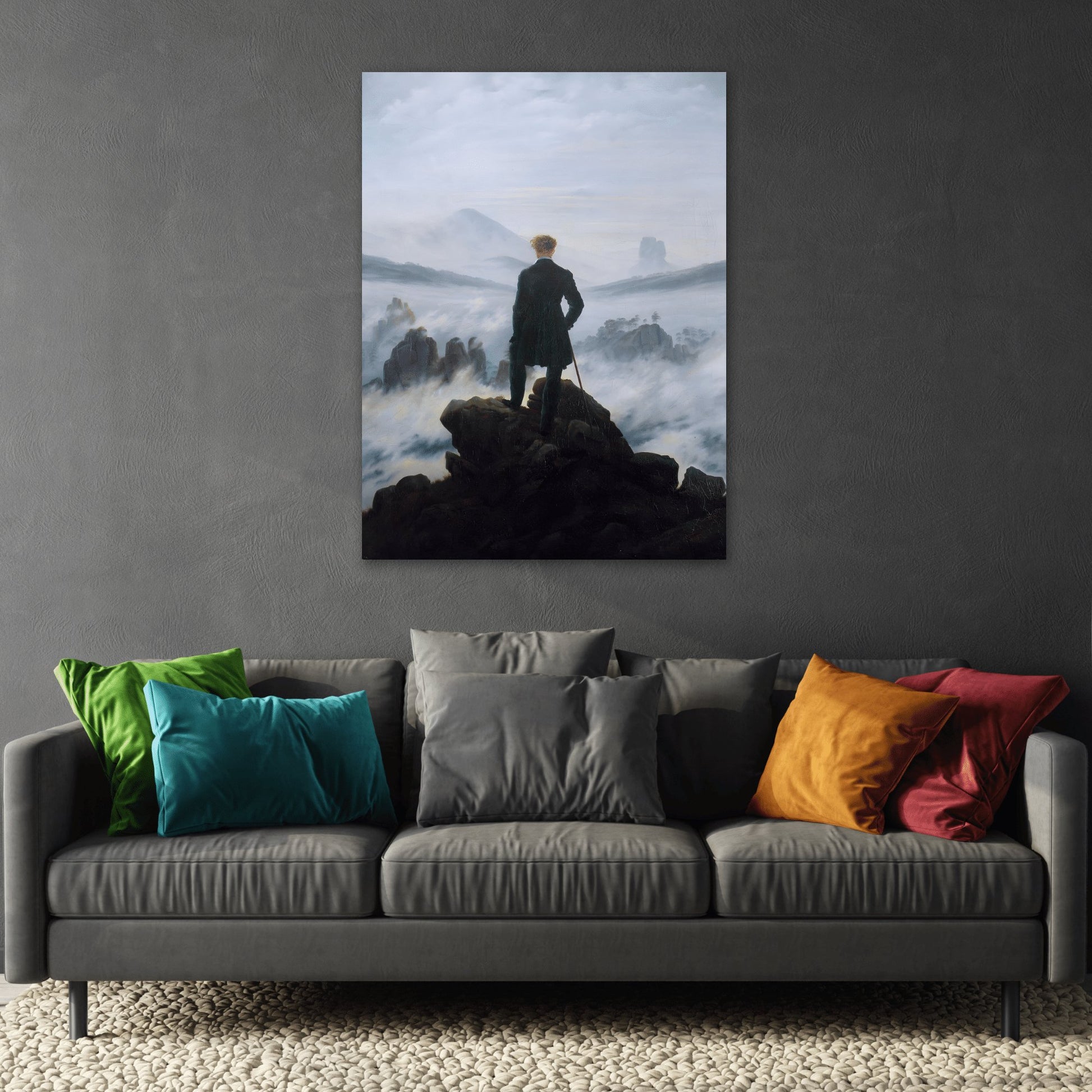 Caspar David Friedrich Wanderer Above the Sea of Fog - Framed Canvas Wall Art Painting Print