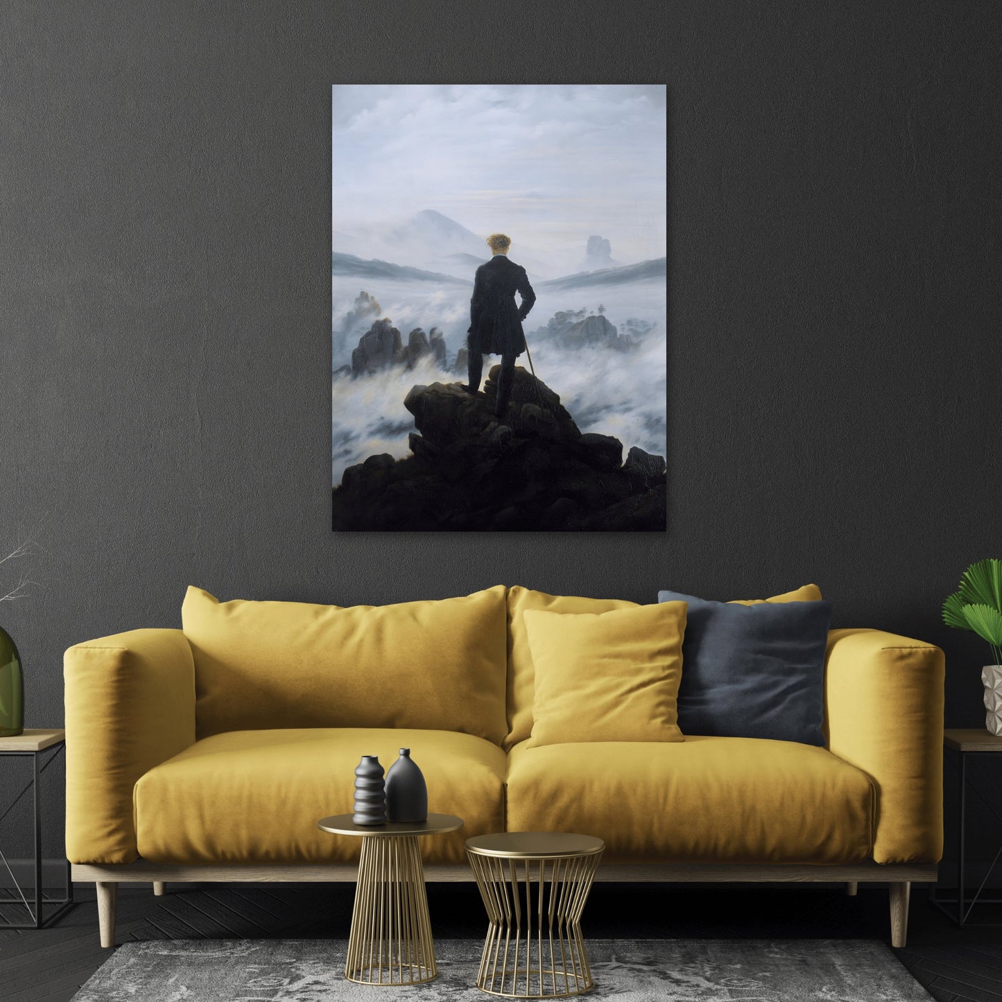 Caspar David Friedrich Wanderer Above the Sea of Fog - Framed Canvas Wall Art Painting Print