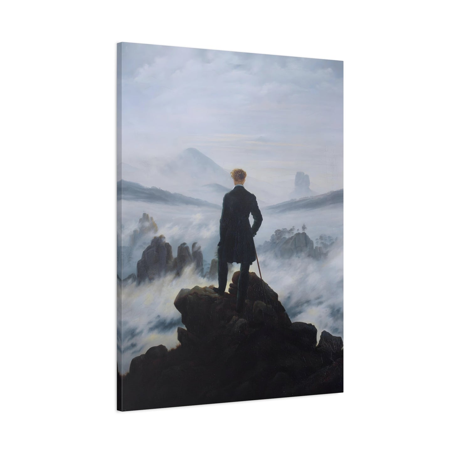 Caspar David Friedrich Wanderer Above the Sea of Fog - Framed Canvas Wall Art Painting Print