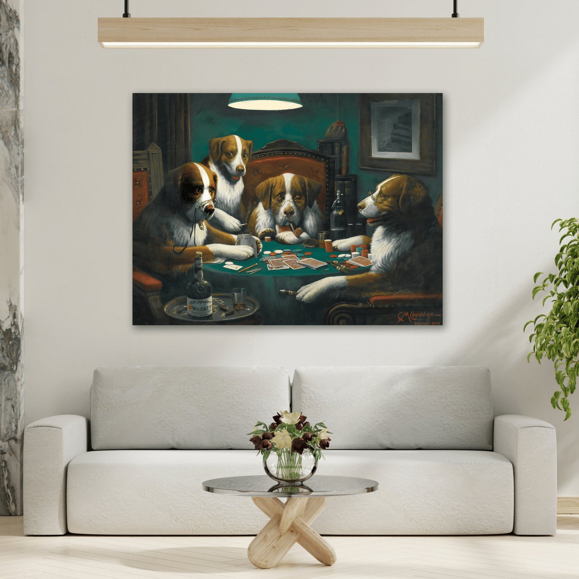 Cassius Marcellus Coolidge Dogs Playing Poker - Animal Canvas Wall Art Print