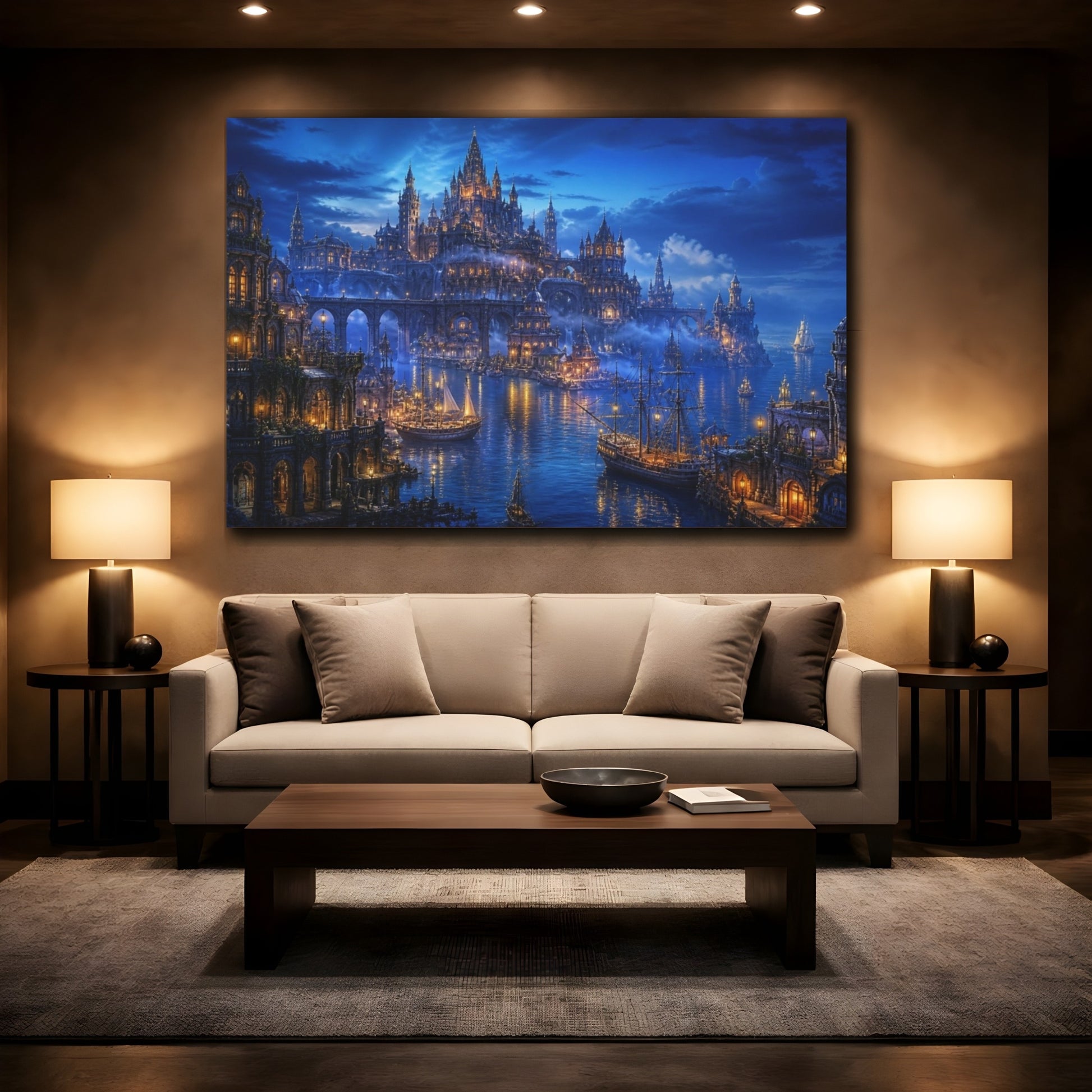 Mockup 2. Castle Harbor Landscape shown as canvas print