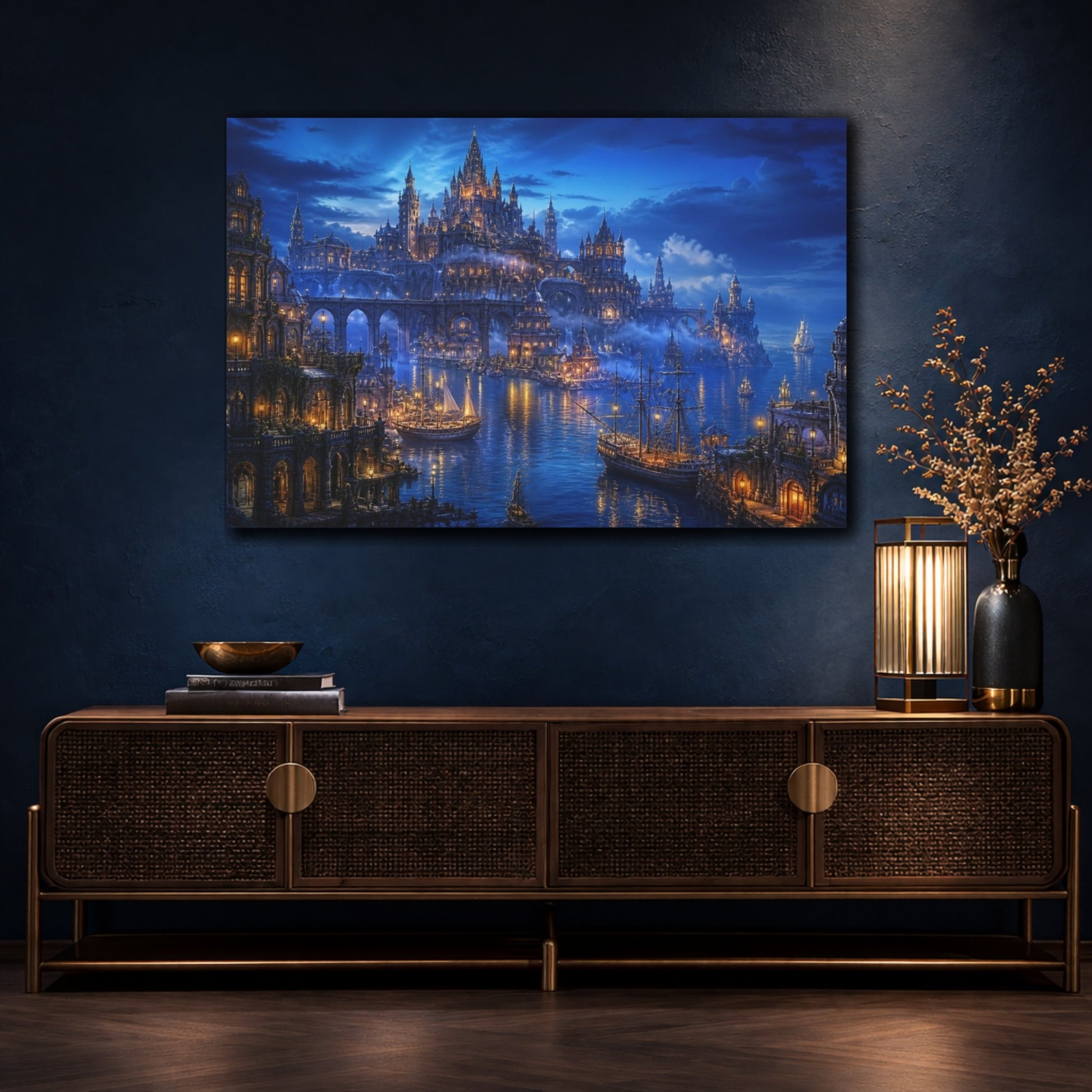 Mockup 4. Castle Harbor Landscape shown as canvas print