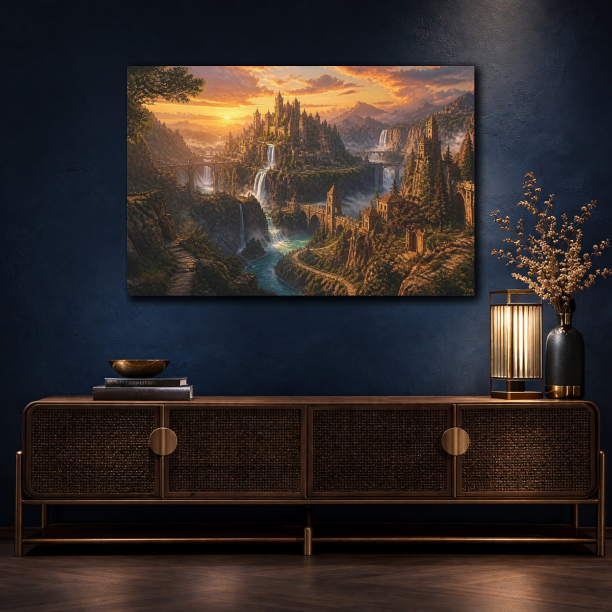 Mockup 4. Castle Sunset Landscape shown as canvas print