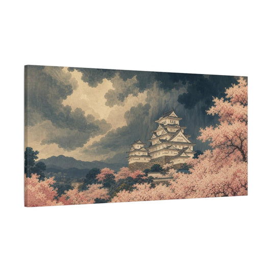 Castle Vintage Cherry Blossom Canvas Print – Living Room, Above Couch - YesArtYes