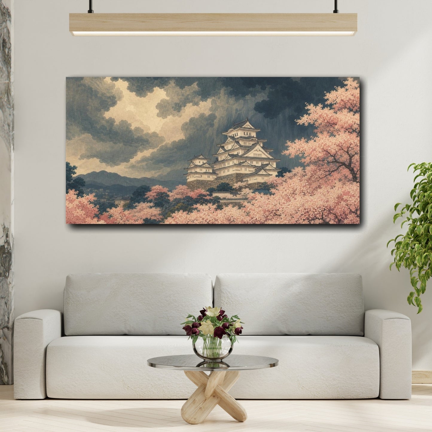 Mockup 2. Castle Vintage Cherry Blossom shown as canvas print