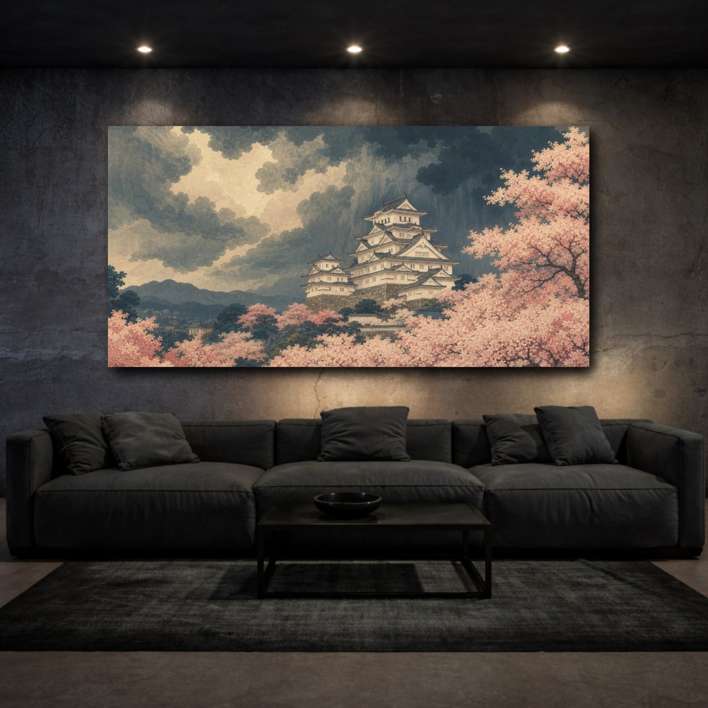 Mockup 3. Castle Vintage Cherry Blossom shown as canvas print