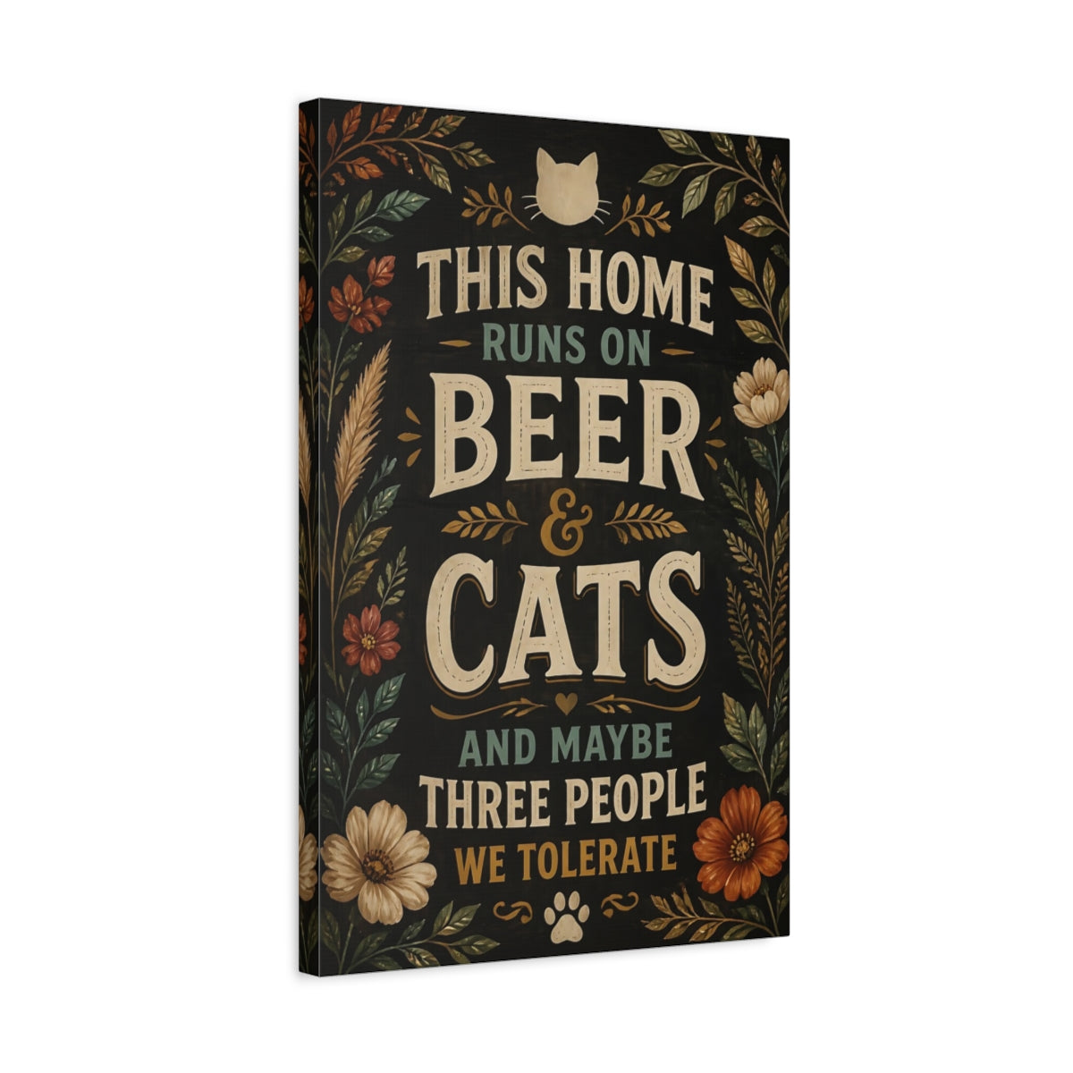 Side Mockup 3. Cats Quotes Sign shown as canvas print