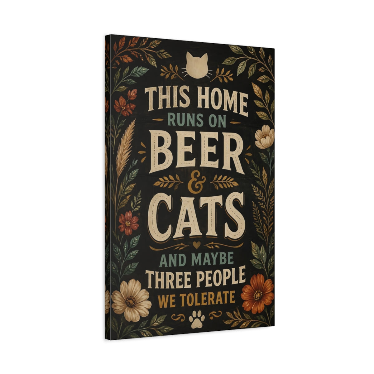 Side Mockup 2. Cats Quotes Sign shown as canvas print