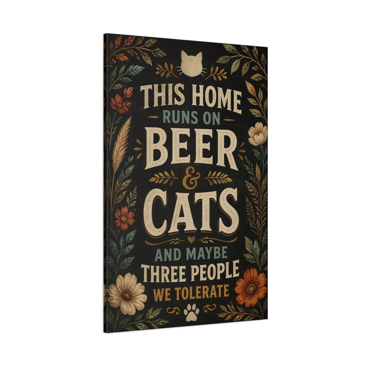 Side Mockup 1. Cats Quotes Sign shown as canvas print