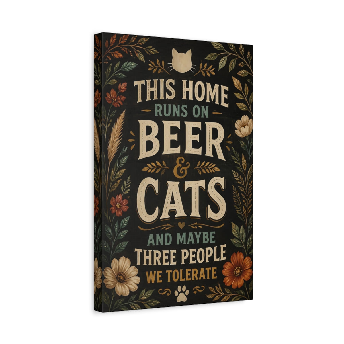 Side Mockup 4. Cats Quotes Sign shown as canvas print