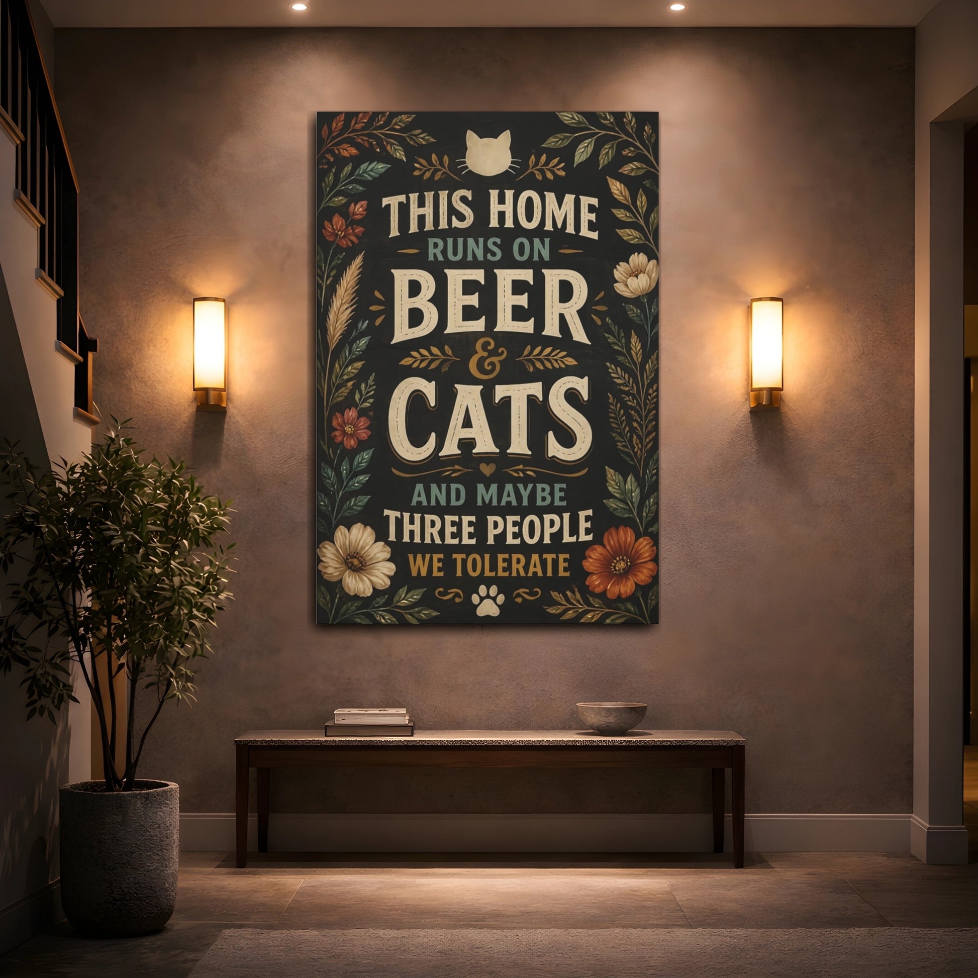 Mockup 2. Cats Quotes Sign shown as canvas print