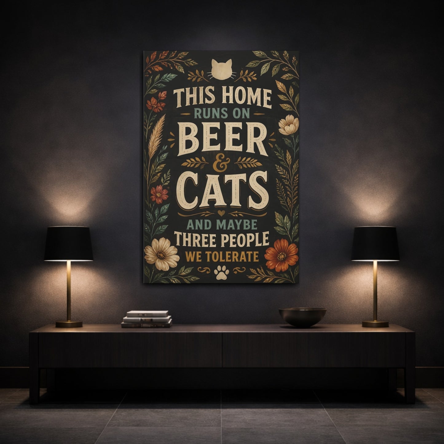 Mockup 3. Cats Quotes Sign shown as canvas print