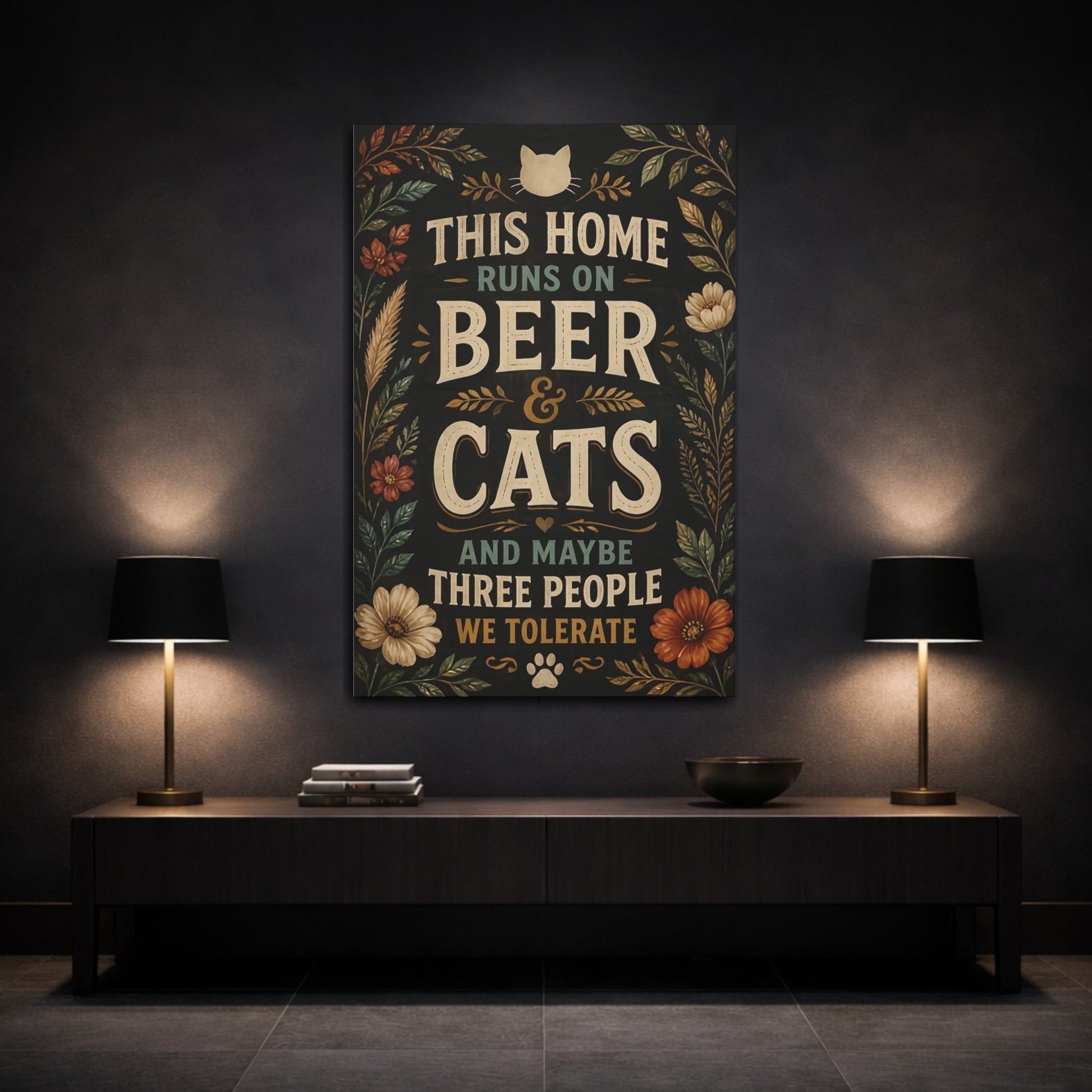 Mockup 3. Cats Quotes Sign shown as canvas print