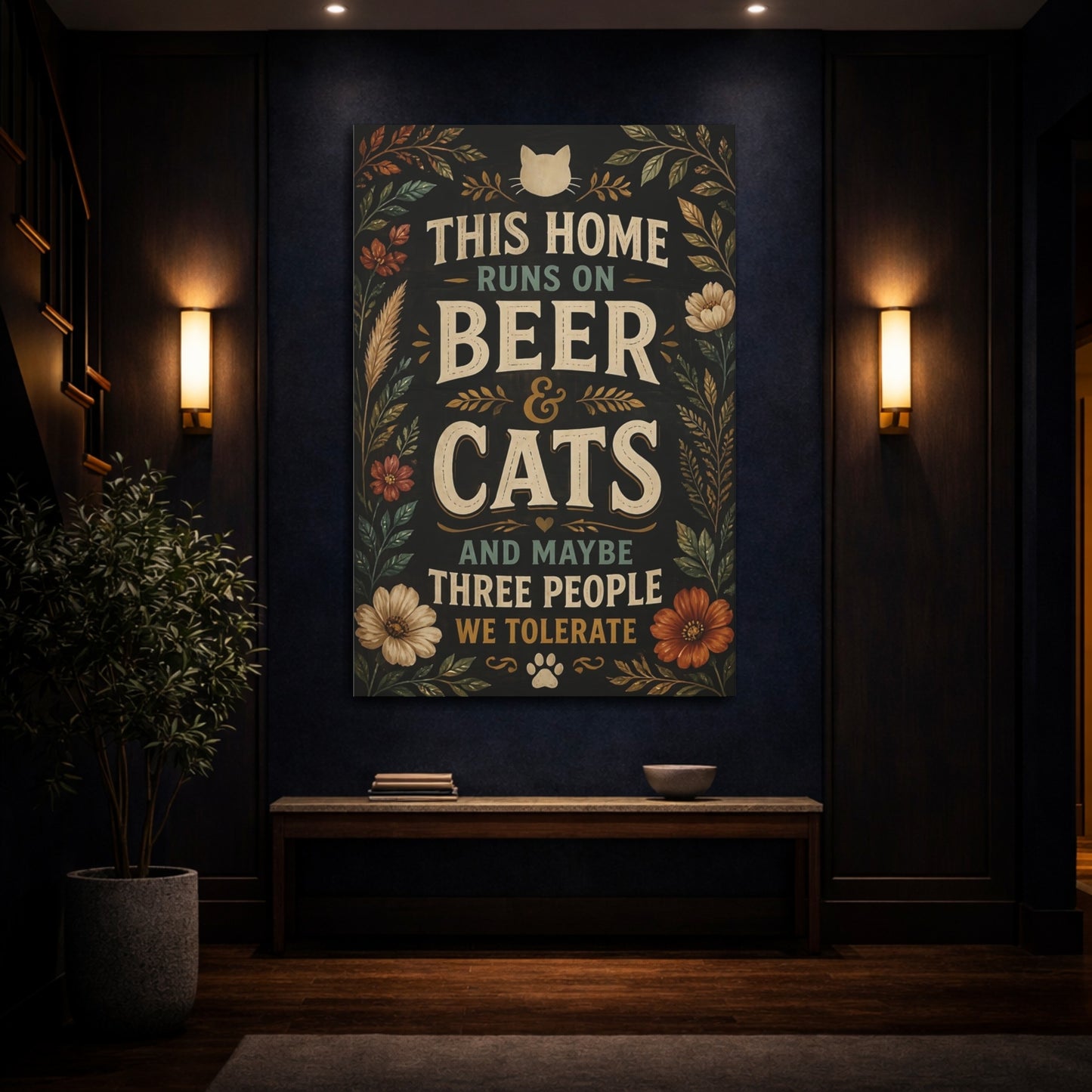 Mockup 4. Cats Quotes Sign shown as canvas print