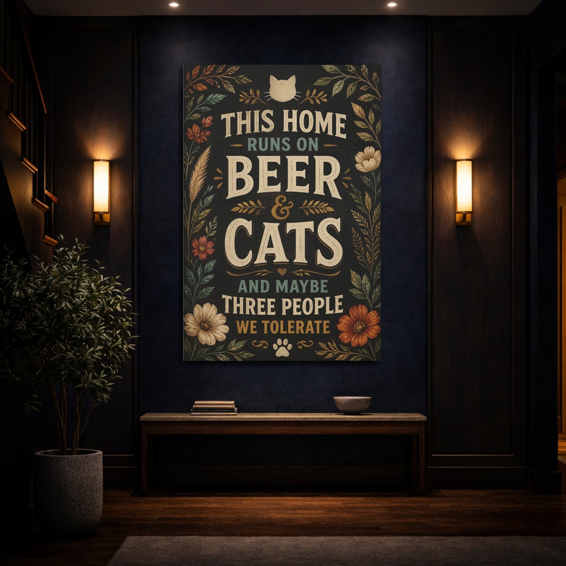 Mockup 4. Cats Quotes Sign shown as canvas print