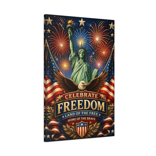 Main Mockup. Celebrate Freedom shown as canvas print