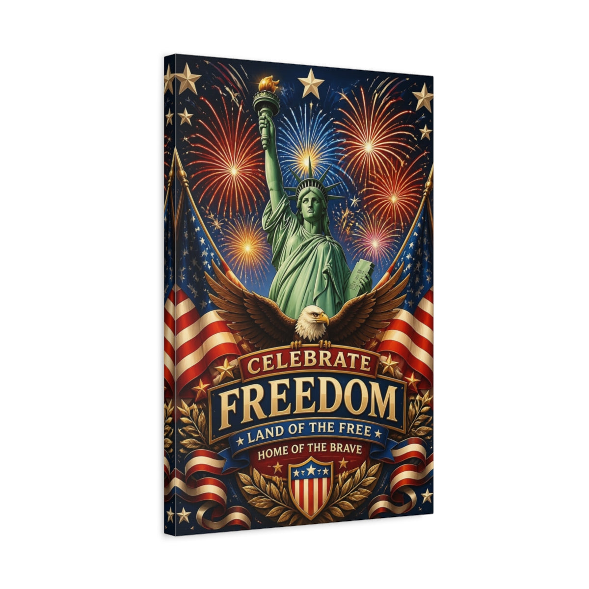 Side Mockup 3. Celebrate Freedom shown as canvas print