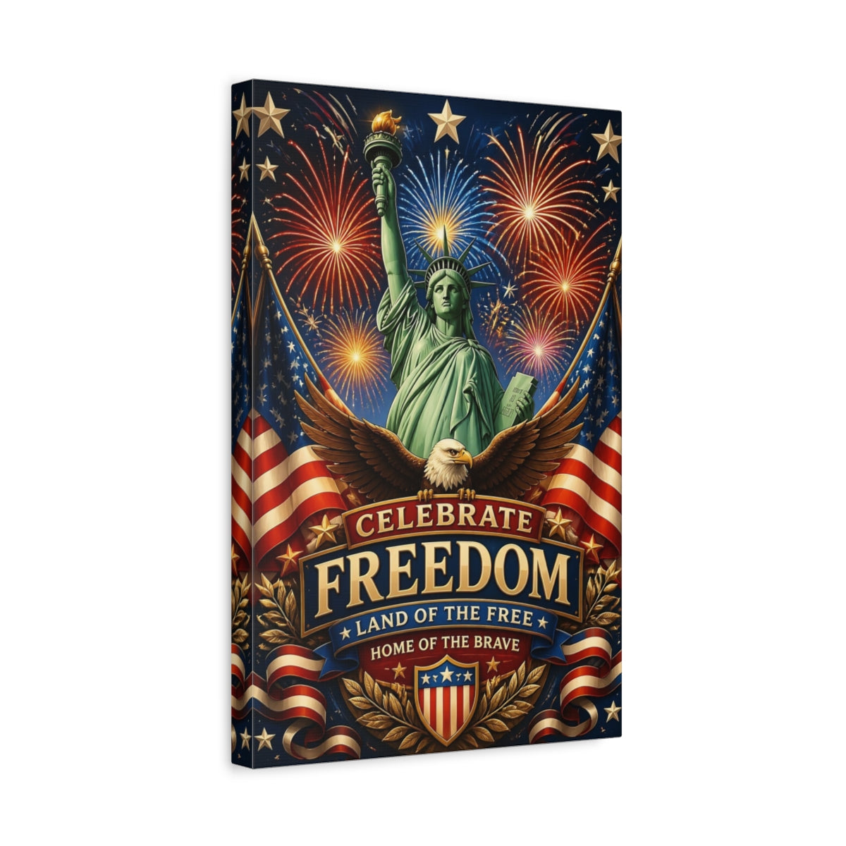 Side Mockup 4. Celebrate Freedom shown as canvas print